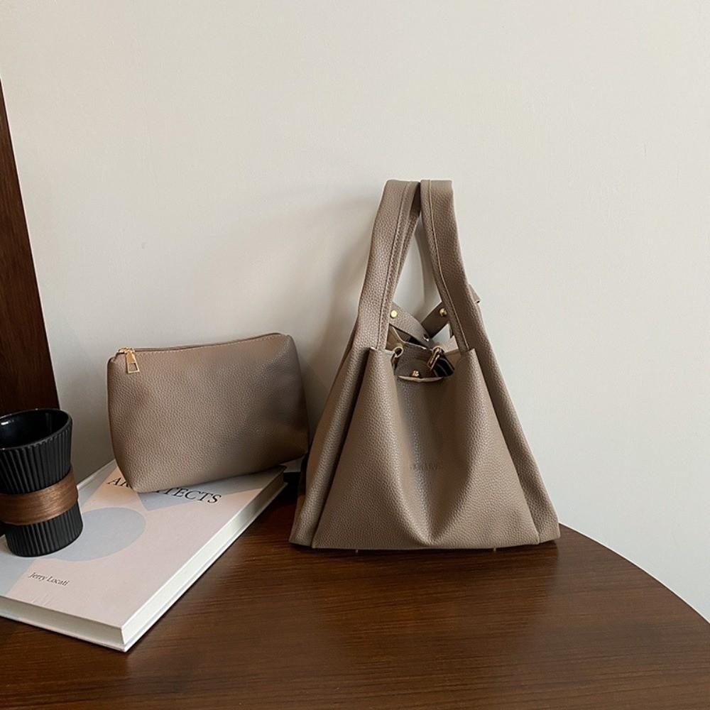 

2 шт./набор Одноплечная сумка из ПУ кожи Универсальная сумка подмышку Модные сумки-ведра Кошелек Style 3