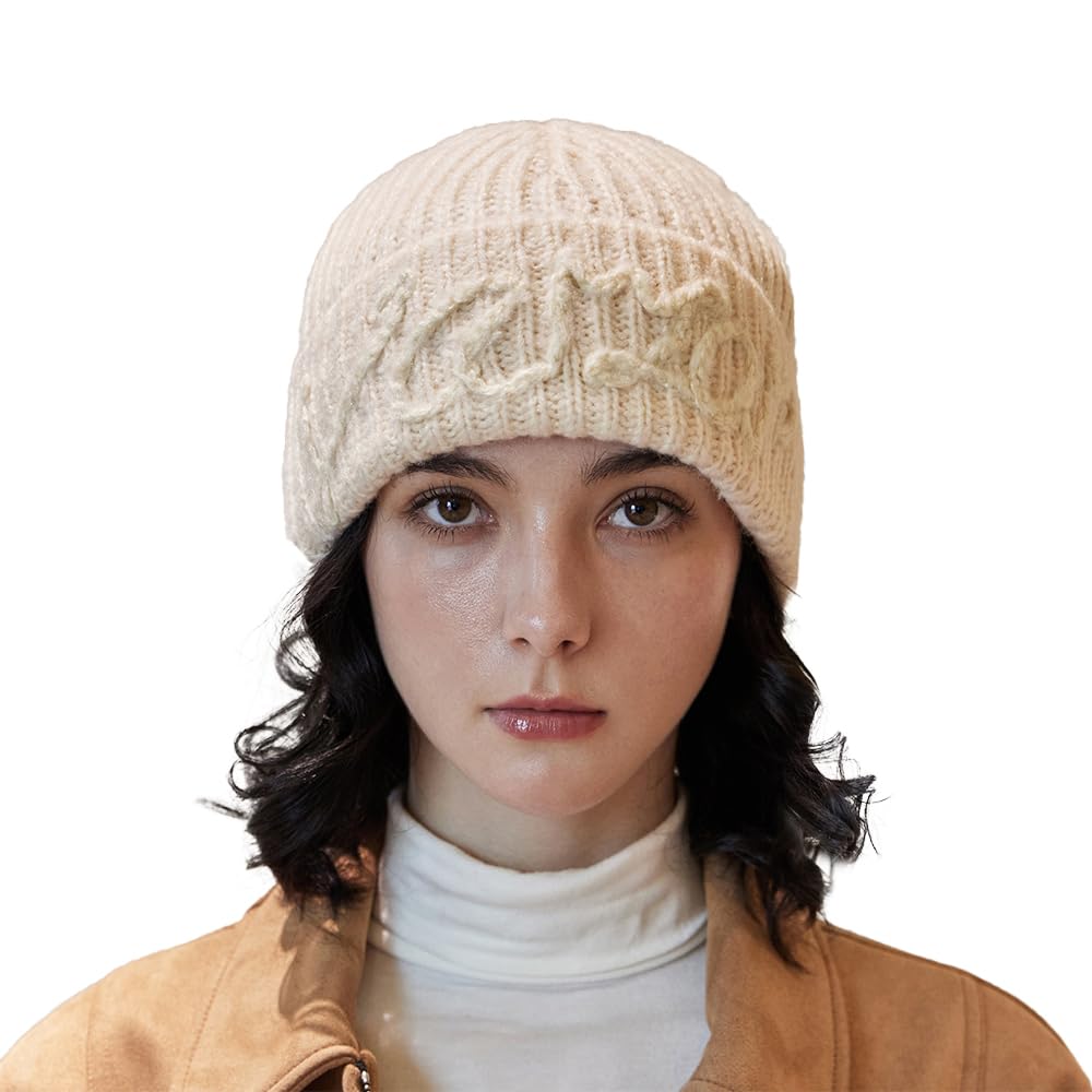 

Шапка бини с логотипом ручки цвета слоновой кости [VARZAR] слоновая кость