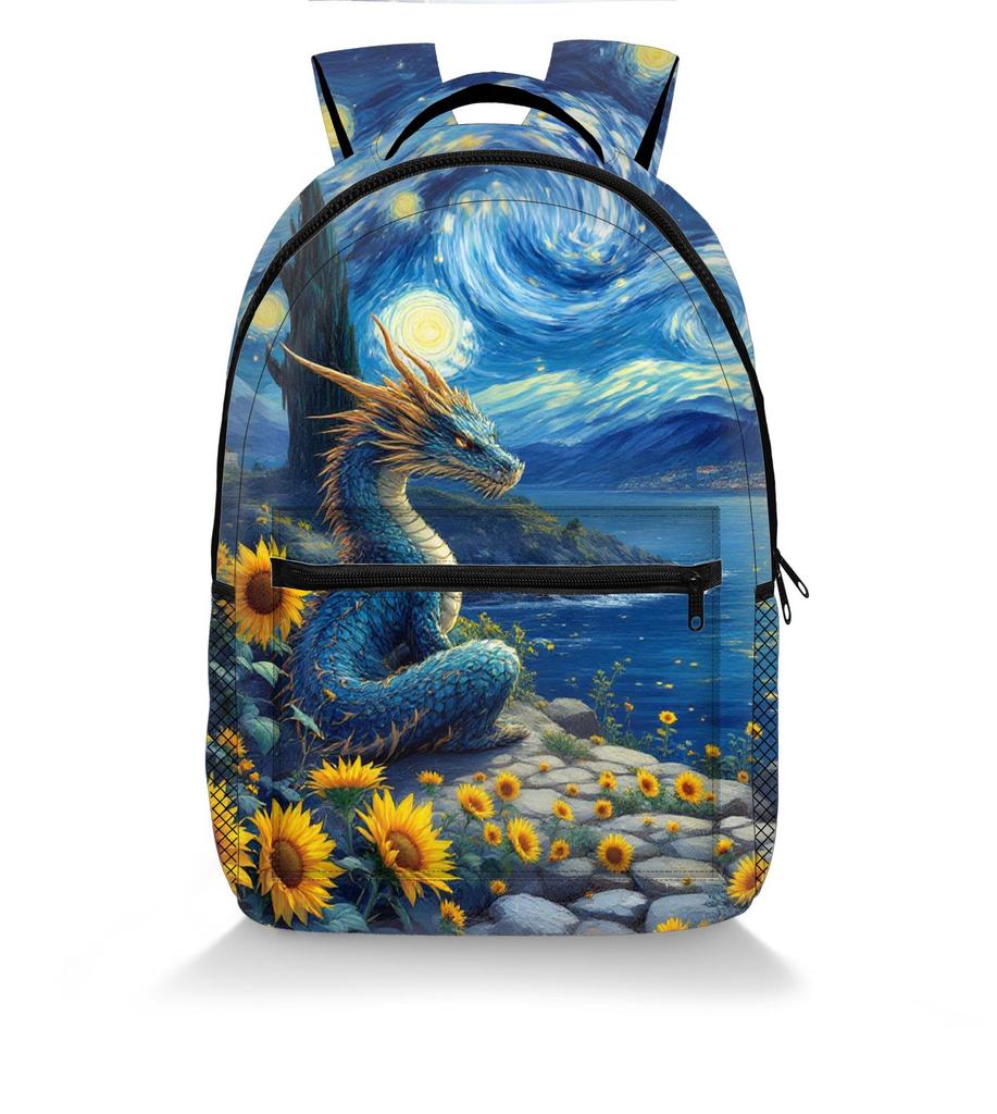 Cartoon Kpop Youthful School Bags Unisex Oil Painting Cat Dog Animal Travel Bags 3D Print Oxford Notebook Shoulder Backpacks