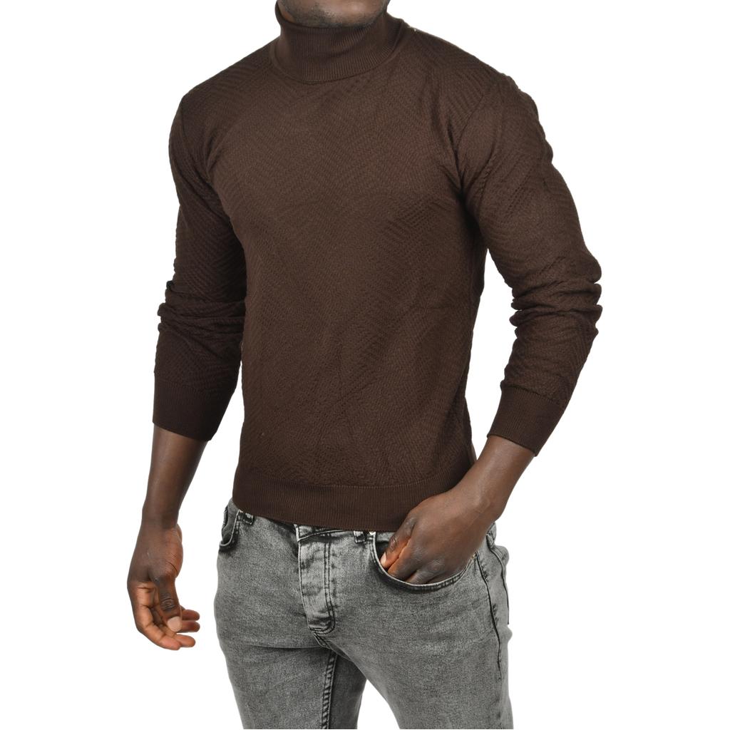 DeepSEA  Desenli Dar Kesim Tam Balıkçı Yaka Triko Boğazlı Kazak 2505510