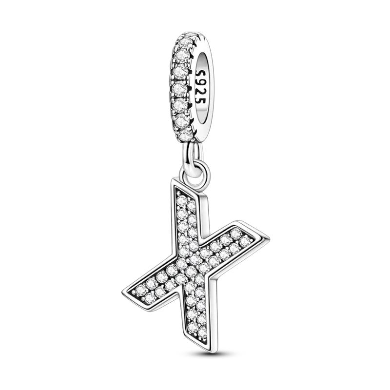 Originale DIY A-Z Alphabet Anhänger Perle Kupfer Eingelegter Zirkon Liebesbriefe Dangle Schmuck Geschenk Passend für Armreif