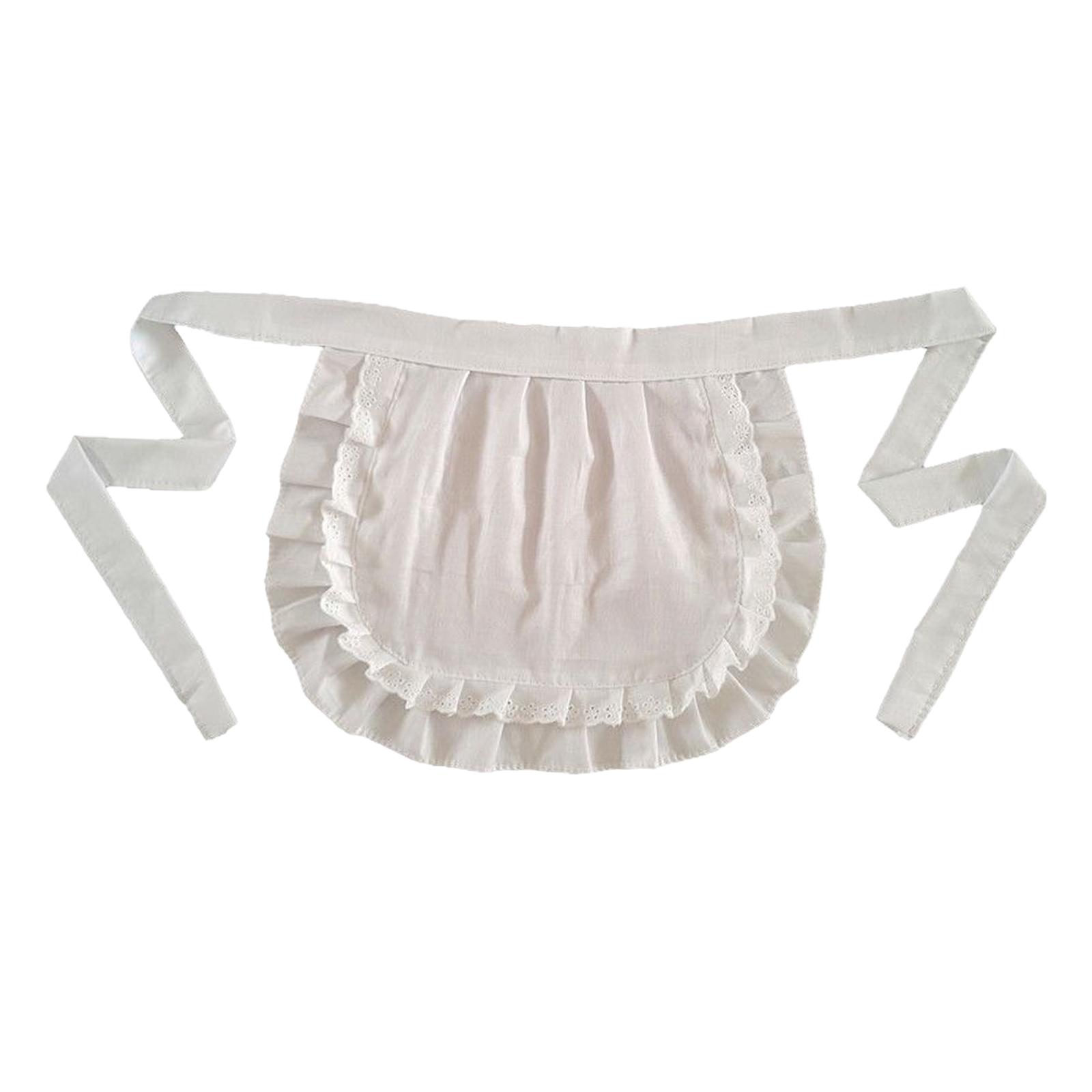 Women Apron Ruffled Maid Apron Waist Apron Breathable Kitchen Baking Cooking Apron Ruffled Waist Apron Servant Apron