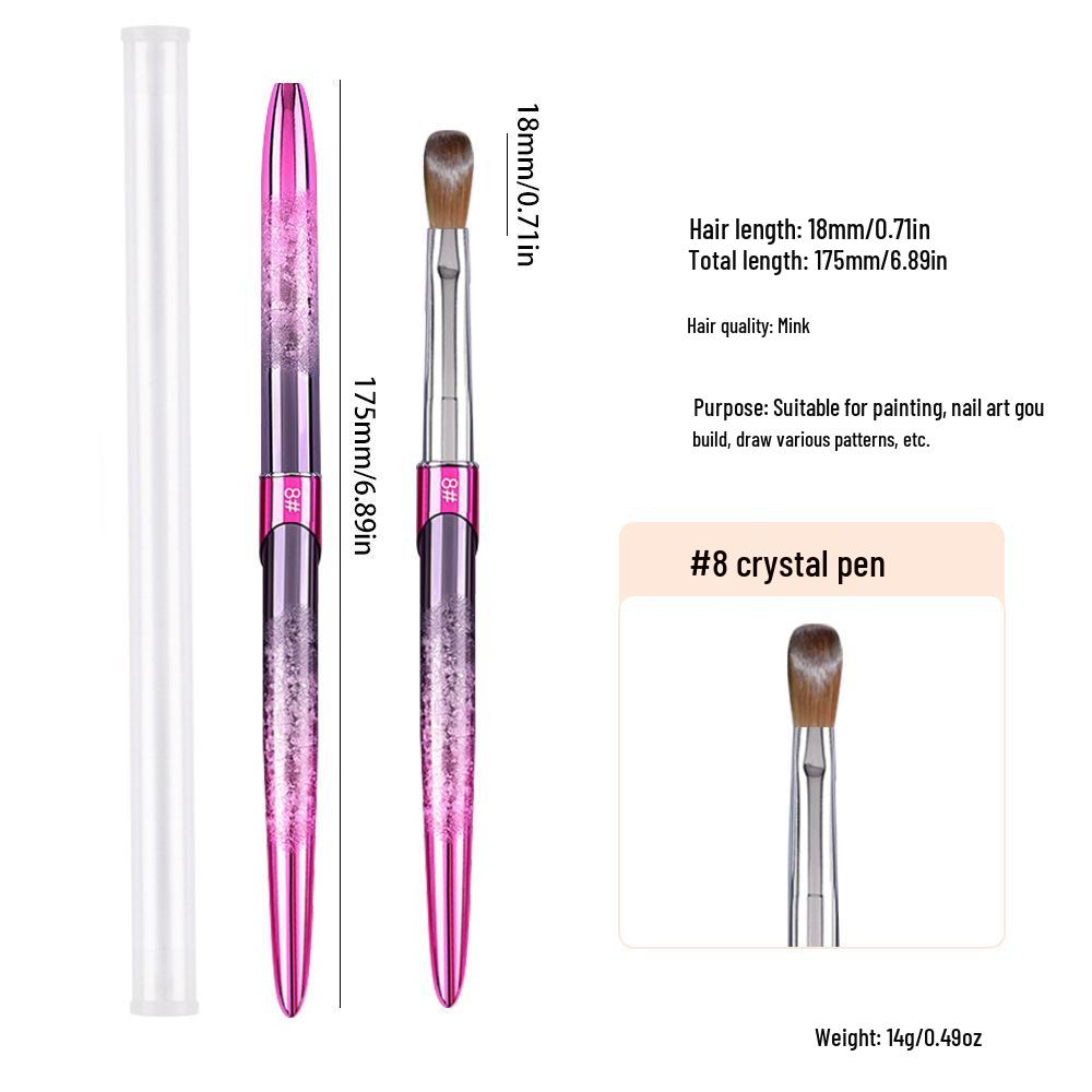 

Кисть для дизайна ногтей из 100% норки с хрустальной фиолетовой ручкой с эффектом ледяного кракелюра для наращивания и лепки