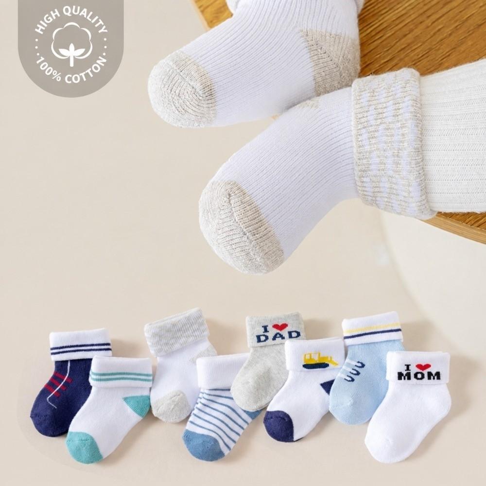 4 Çift Pamuklu Bebek Çorabı Nervürlü Bilekli Küçük Çocuk Çorapları Hediyeler Bebek Bilek Çorapları Erkek