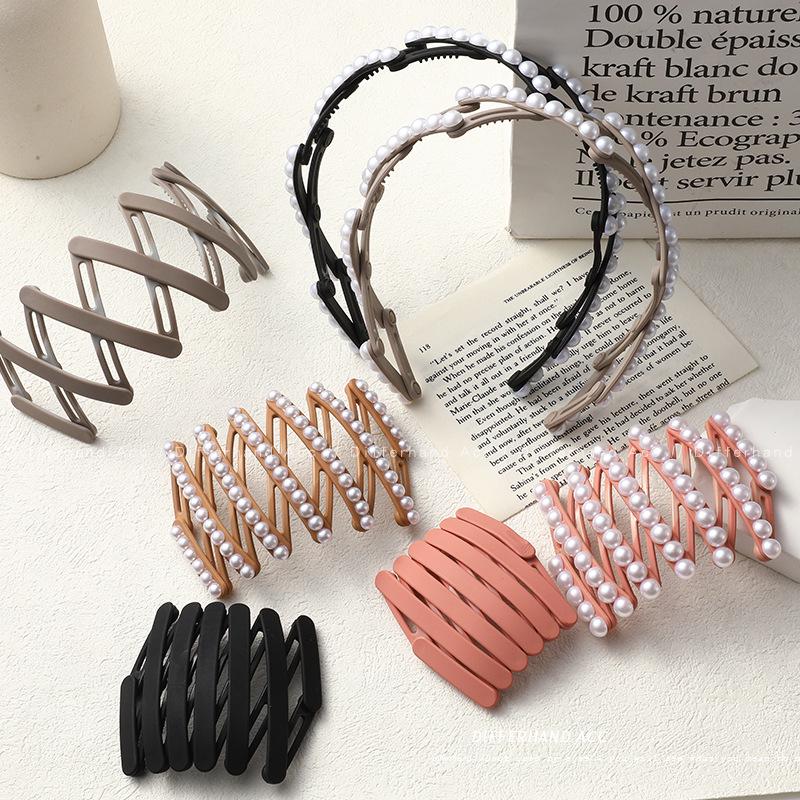 2024 Pearl Retractable Folding Headband: New Hair Accessory for Women, Combats Frizzy Hair, Ideal for Washing Face