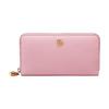 Gucci GG Marmont Pink Grained Leather Zip Around Long Wallet With Bamboo Pull For Women Luxury Daily Use