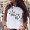 Women T-shirts Love Trend Style Dog Paw Cartoon Animal Pet 90s Summer Graphic Print Female Stylish T Top Shirt Girl Tee T-Shirt