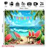 2D plane, 1 piece. 2D plane printed summer beach watermelon beverage scene photography background fabric, polyester fabric.