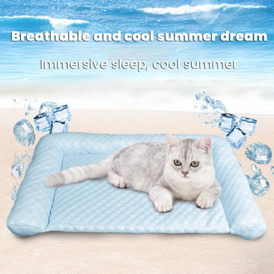 Pet Cooling Mat Dog Ice Silk Cooling Pad Washable Sleeping Mat Summer Dog Bed with Raised Edges for Cats Hot Days Use