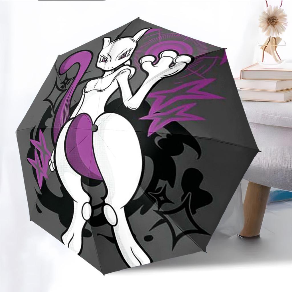 Mewtwo Pokemon Anti UV Umbrella Sun Protection Shade Umbrella Waterproof Windproof Outdoor Travel Parasol