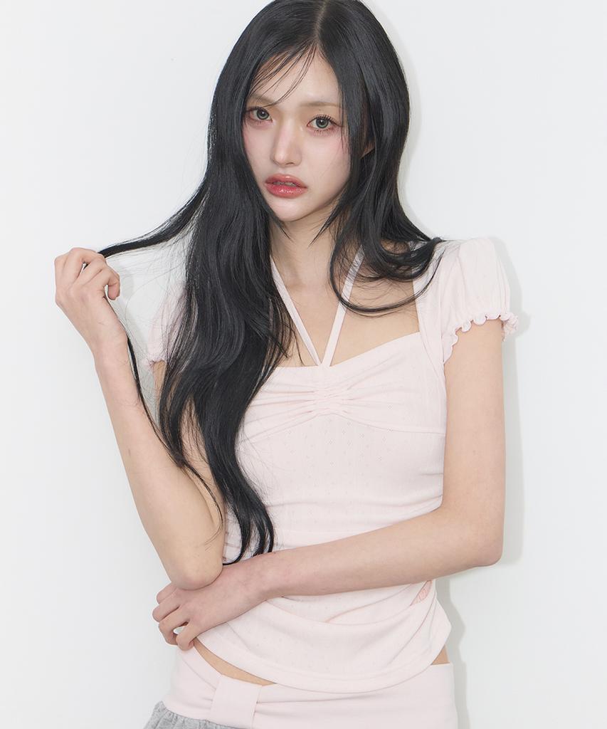 ILLIGO Shirred Halter Top Pink