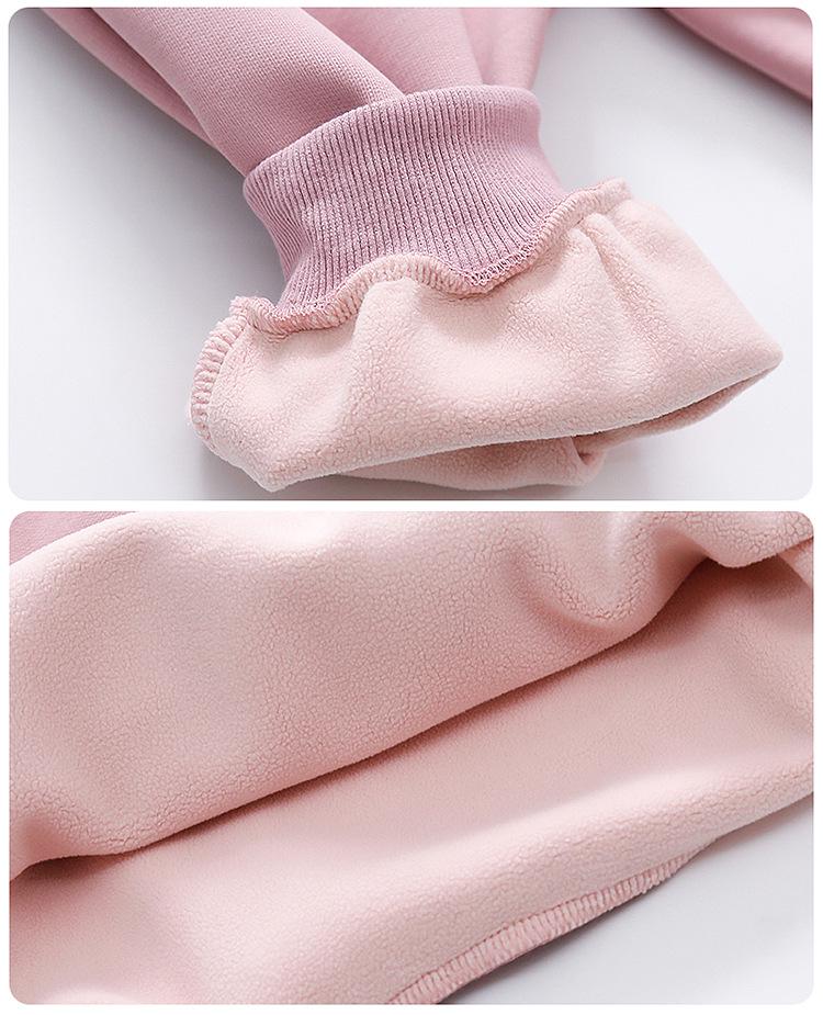 2025 New Style Baby Girls' Fleece-Lined Cartoon Outfit - Thickened Autumn/Winter Fashion