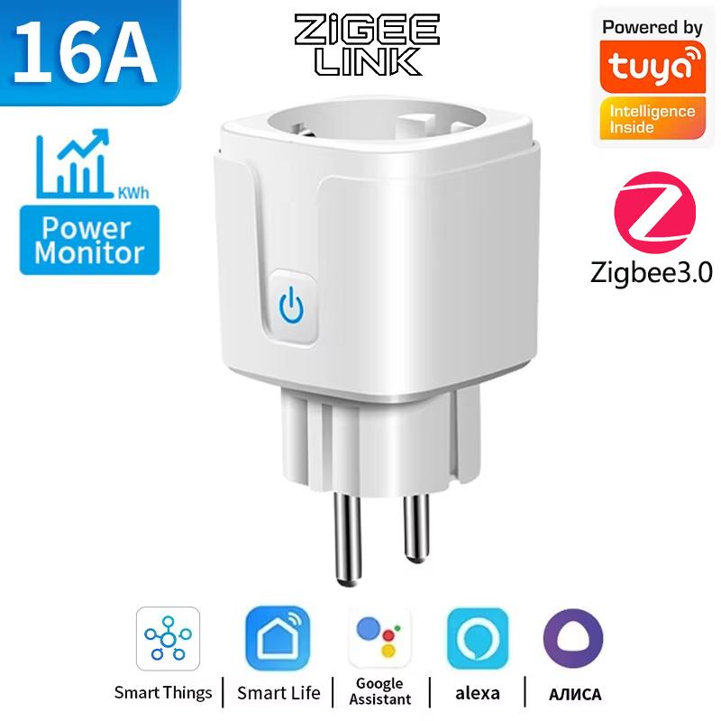 Tuya WiFi/ZigBee Smart Plug EU 16A/20A Hochlast-Steckdose mit Stromüberwachung, Timer, Fernbedienung, Sprachsteuerung für Wasserkocher, Klimaanlage, Haushaltsgeräte