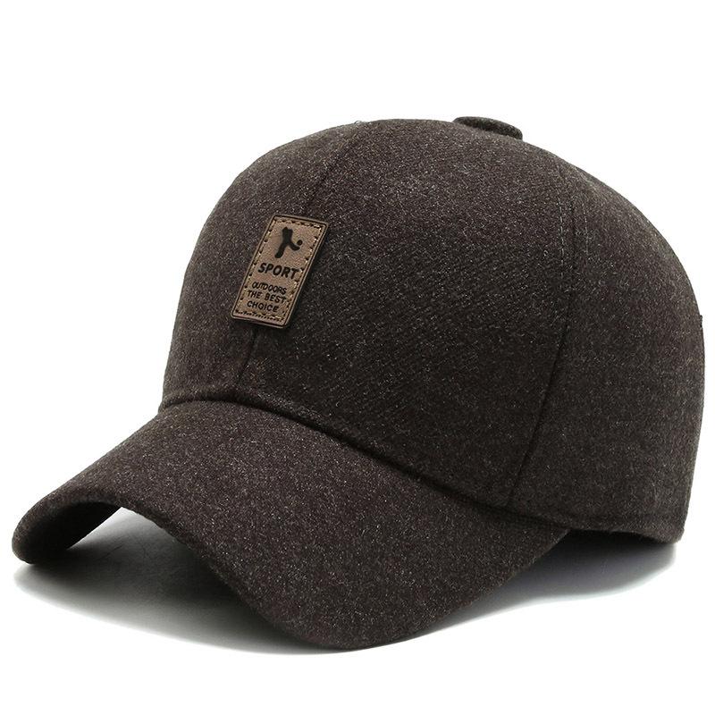 Hat Men's Autumn and Winter Old Man Warm Ear Protector Baseball Cap Winter Simple and Versatile Grandpa Cap