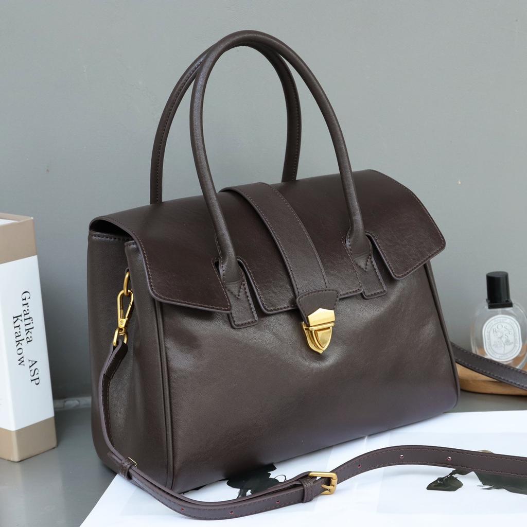 2025 erste Schicht pflanzlich gegerbtes Rindsleder High-End-Aktentasche echtes Leder Retro Pendler große Kapazität Messenger-Handtasche