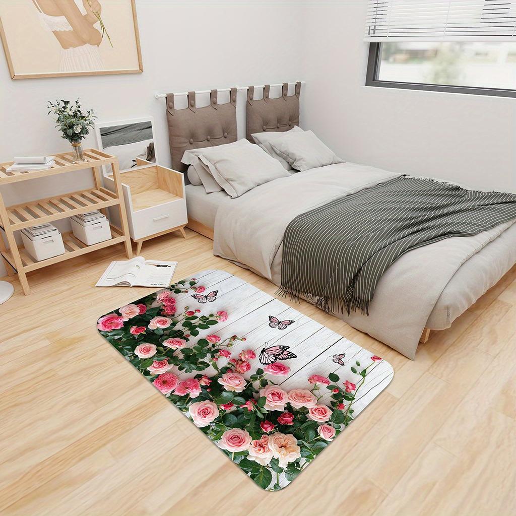 1 יחידה שטיחי מטבח נגד עייפות ורוד פרחוני פרפר עמיד למים מונע החלקה עבה מרופד מחצלת מטבח עמידה במיוחד נוחות מחצלת עמידה למטבח