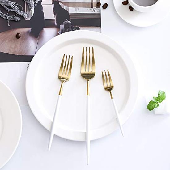 Minky Besteck Besteckset Gold Stilvolles Geschirr Edelstahl Dinner Besteckset Messer Löffel Gabel Set Steakmesser Tafelmesser Dessertlöffel Pasta