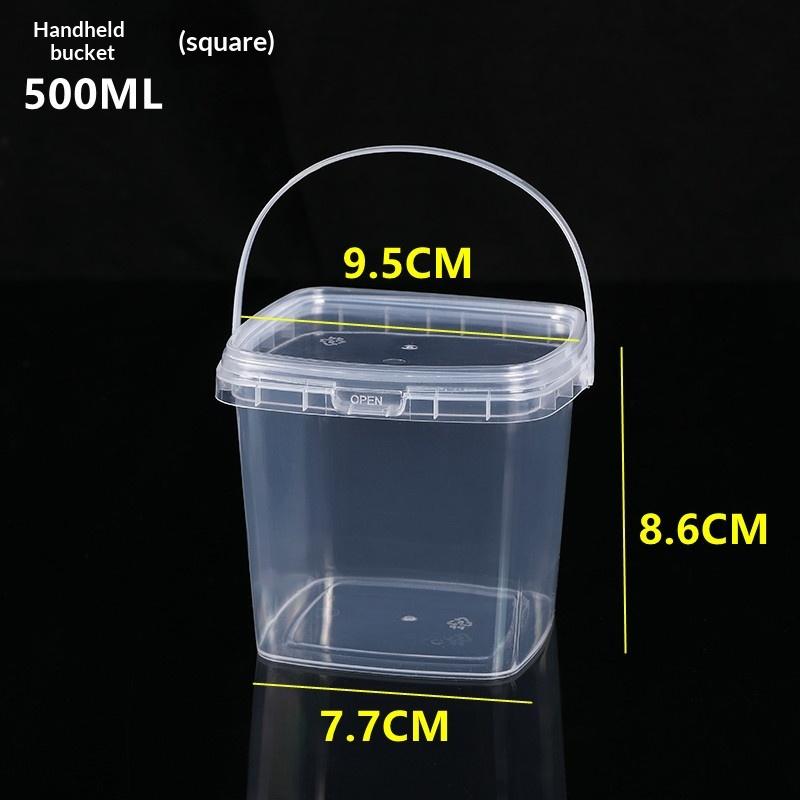 10pcs Plastic 500/1000 ML Bucket For Food Storage Leakproof Seal Bucket With Lid Handle Clear Container Box Transparent Bucket