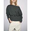 Fall New Women's Clothing French Rib Closing Pure Color Loose Off Shoulder Long Sleeves Knitwear 6771139