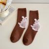 Heel Animal Australian Velvet Socks Women's Medium Tube Socks Autumn and Winter Thickened Plush Warm Plush Cute Sleeping Winter Socks