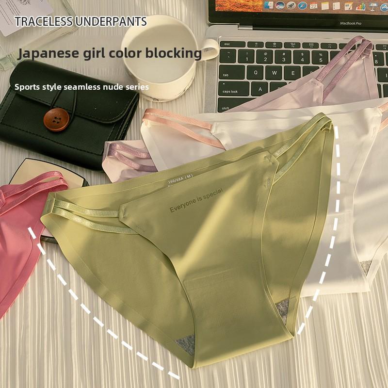 Ladies Spring and Autumn New Sexy Pure Cotton One Piece Ice Silk Without Trace Low Waist Briefs
