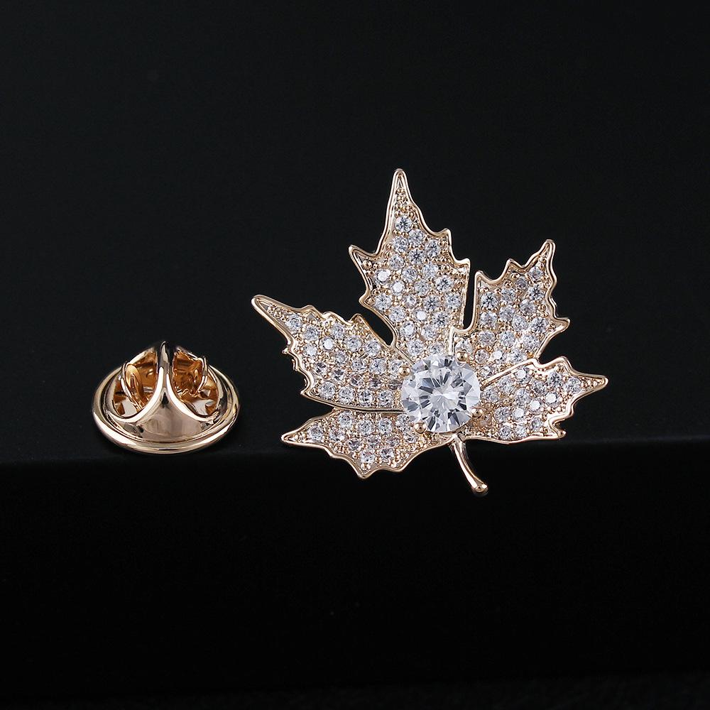 Crystal Maple Leaf Pearl Brooch - Elegant Women's Zircon Corsage Accessory