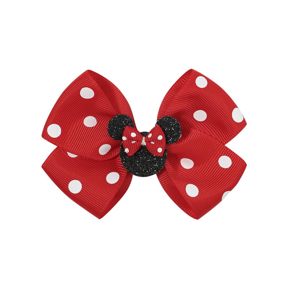 New Girl Headwear Mickey Mouse Hair Accessory Cute Girl Hair Clip Pink Polka Dot Bow Cartoon Hair Clip