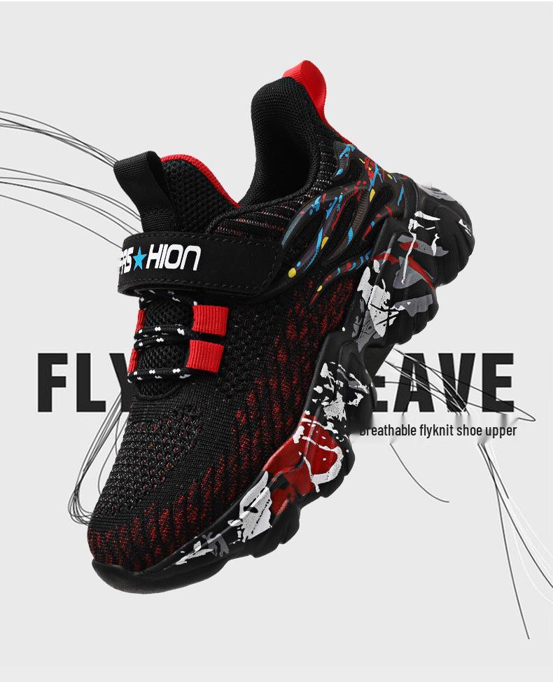 Boys' Breathable Mesh Running Shoes for Ages 7-12, Lightweight Sports Shoes for Spring and Autumn 2024.