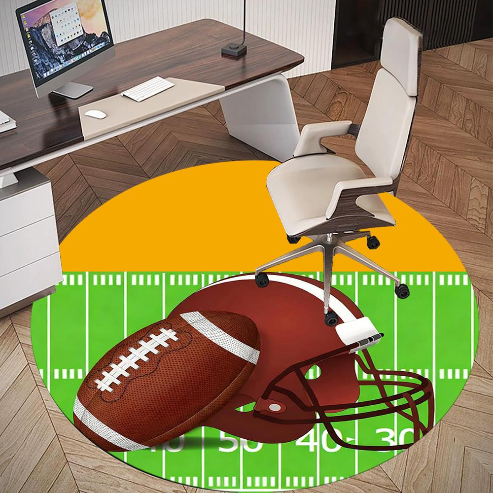 1PC football helmet Office Round Area Rug, Under Office Chairs Bedroom Living Room Home Decor, Carpet for Office -1110164