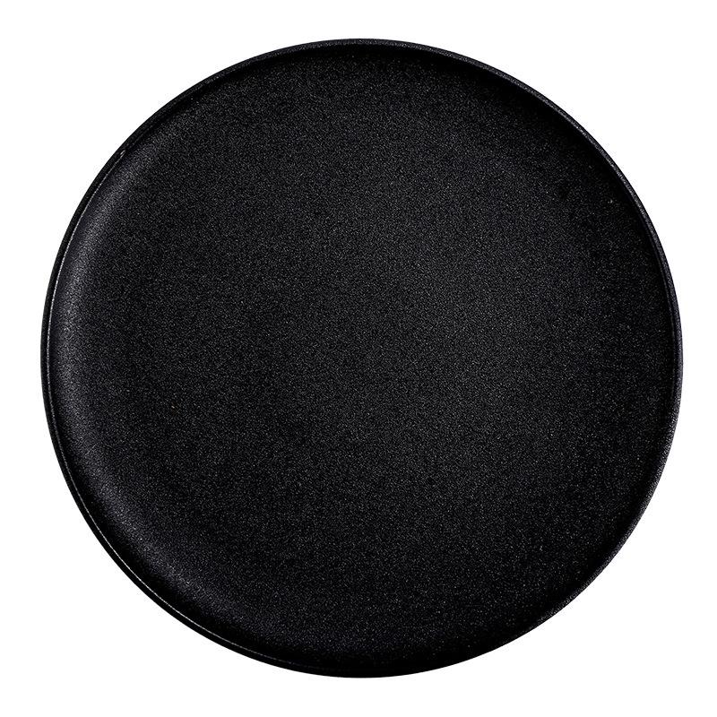 Minimalist Black Matte Ceramic Plates - Round & Square Options for Steak and Western Cuisine, Ideal for Homes