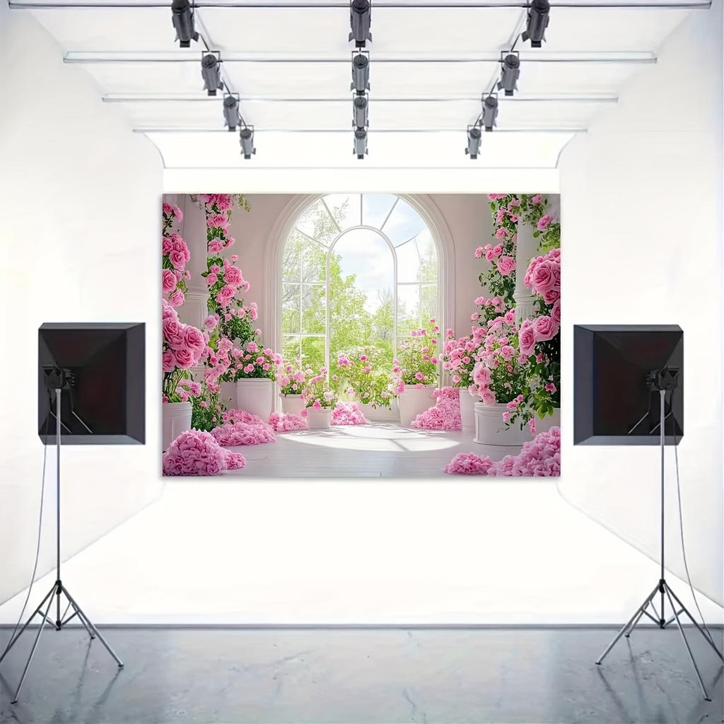 2D plane background photography backdrop - elegant and romantic background decoration featuring pink flower scenes