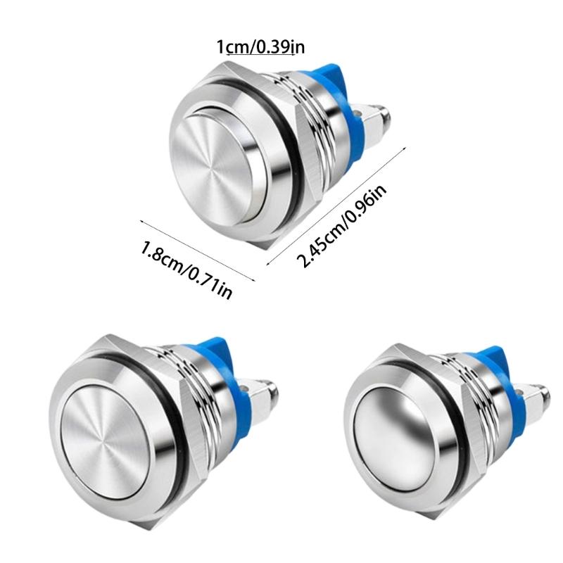 8 Stück 16mm Momentary Drucktaster Metallgehäuse Hochrund Schraubklemmen Wasserdichte Schalter Einfach zu bedienen