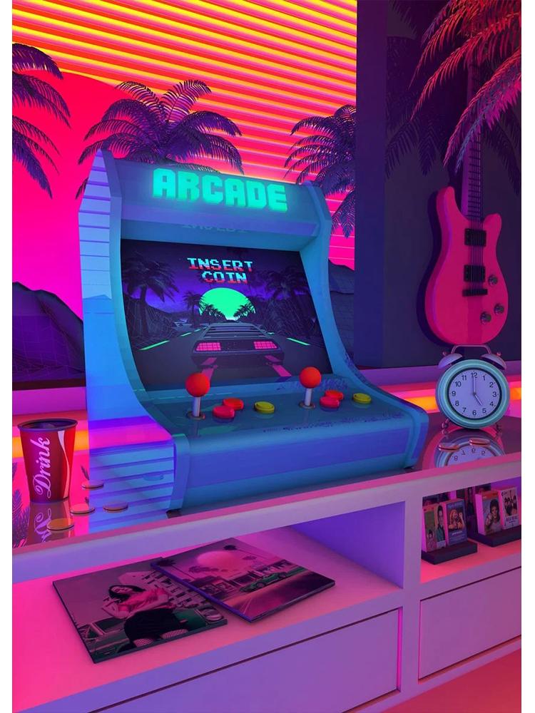 Neon Synthwave Arcade Zone Dream Posters Canvas Painting Game Playroom Wall Art Picture For Cafe Club Room Home Decoration