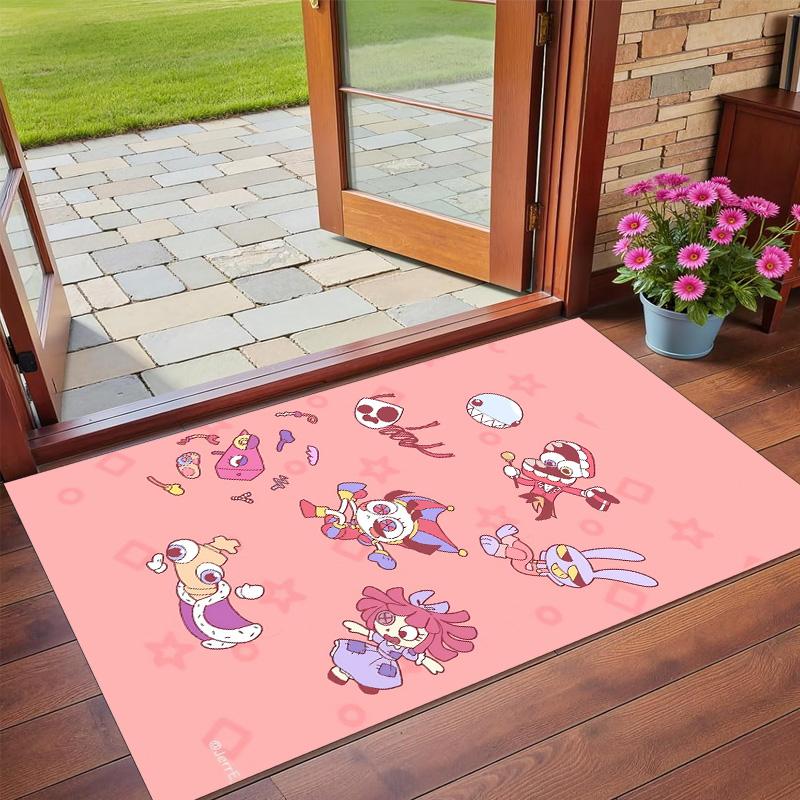 Anti‑Slip Crystal Velvet Floor Rug, The Amazing Digital Circus Design Carpet for Indoor Living Bedroom Home Decoration