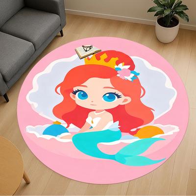 1PC Mermaid Shell Round Chair Mat Area Rug - Non-Slip, Floor Mat for Office, Bedroom, and Indoor Decor -Gift D1127277