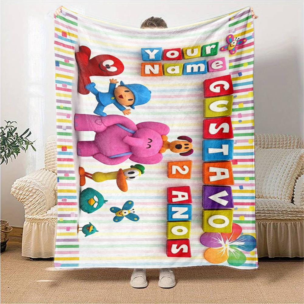 Pocoyo Personalized Text Blanket Throw Personalized Blanket Durable Comfort Throw For Sofa Seaside Office Chair Chair Four Seasons Multipurpose