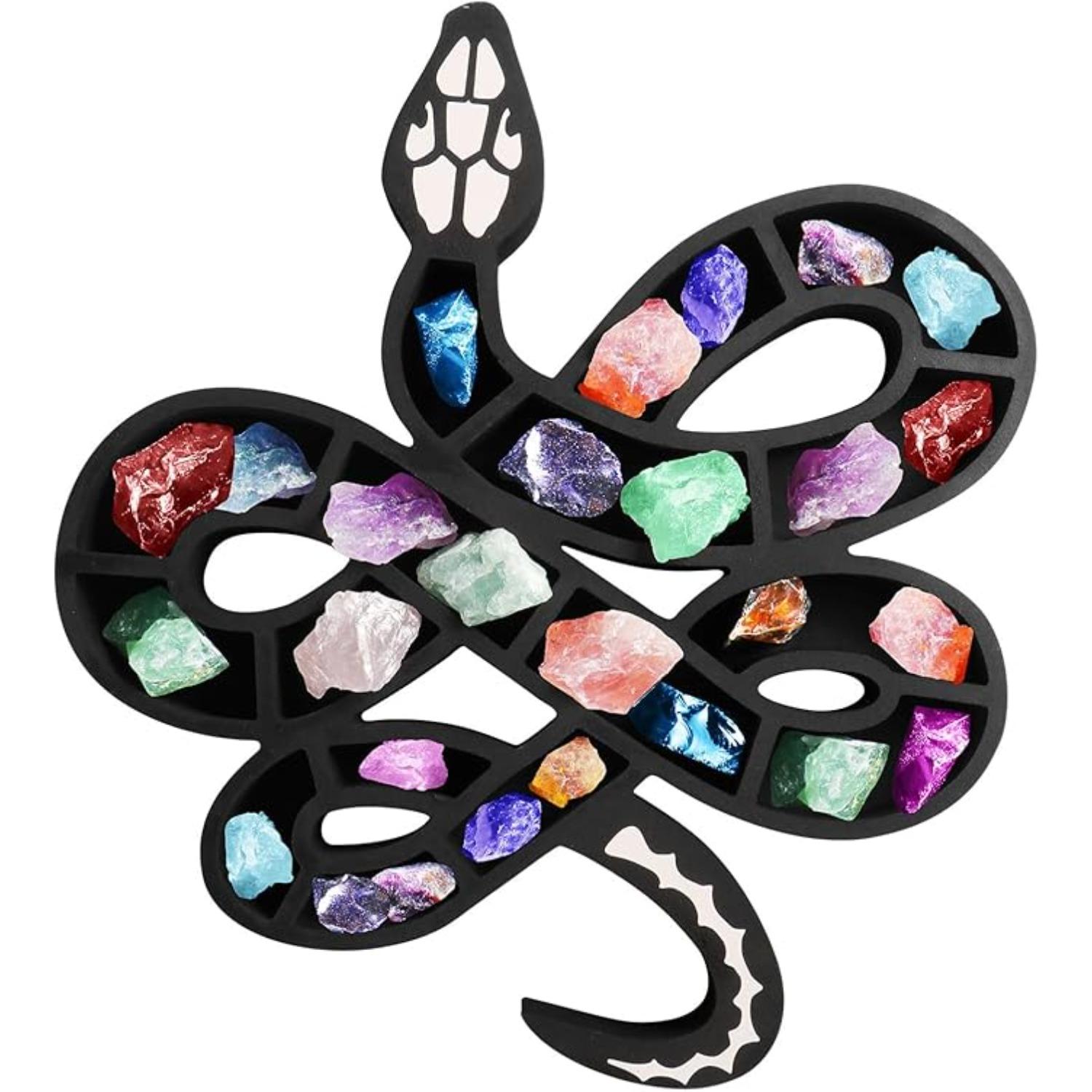 

Деревянная плавающая полка в форме змеи, уникальный декор комнаты, полка для демонстрации кристаллов и камней, плавающие настенные полки для камней, кристаллов, масел, камней, растений Style 2