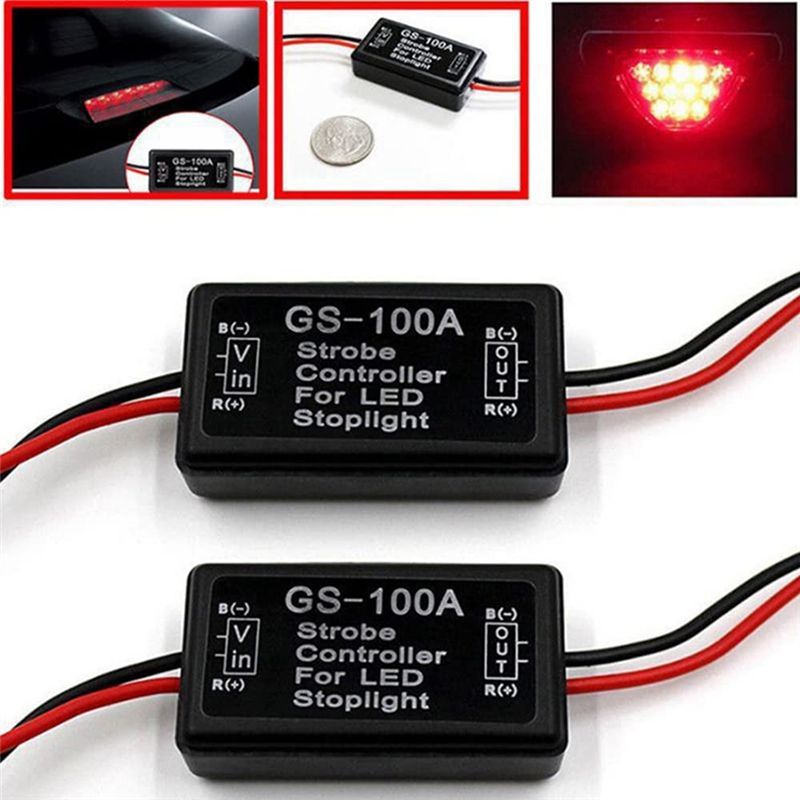 F9-4Piece GS-100A Brake Light Flasher Module DC 12-24V 24W High Brake Controller Tail Lamp Safety Prompt Controller