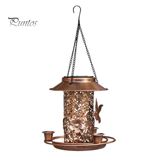 HlaitsWit Solar-Kolibri-Futterspender Mit Beleuchtung – 6 Öffnungen, Glasbehälter | Für Garten & Terrasse