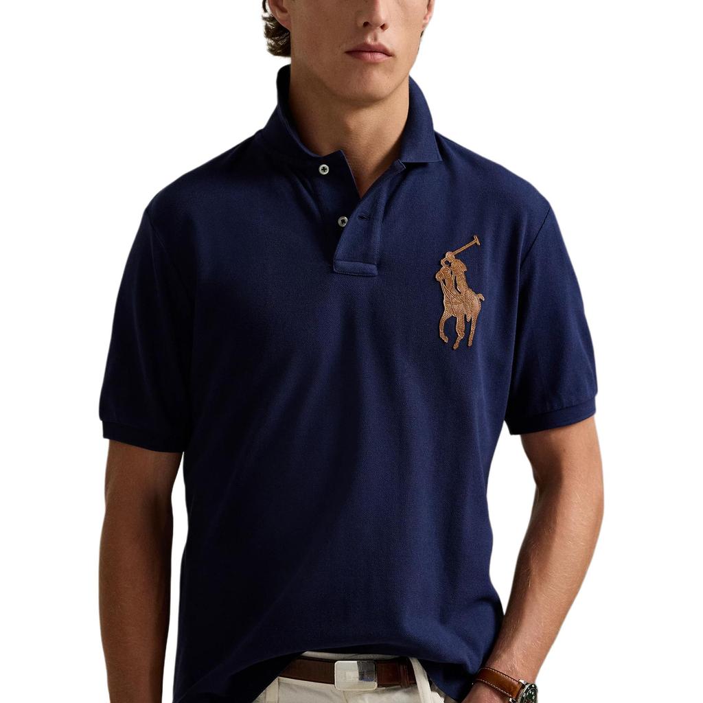 Polo Ralph Lauren Classic Fit Vienspalvis su arkliuko logotipu trumpomis rankovėmis Polo marškinėliai Vyriški viršutiniai drabužiai Tamsiai mėlynas 710958776-001