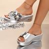 Fashion Women Slippers Summer New 2025 Woven Flower Sandals Outdoor Beach Wedge Slippers Casual Peep Toe Comfortable Shoes Slides Women