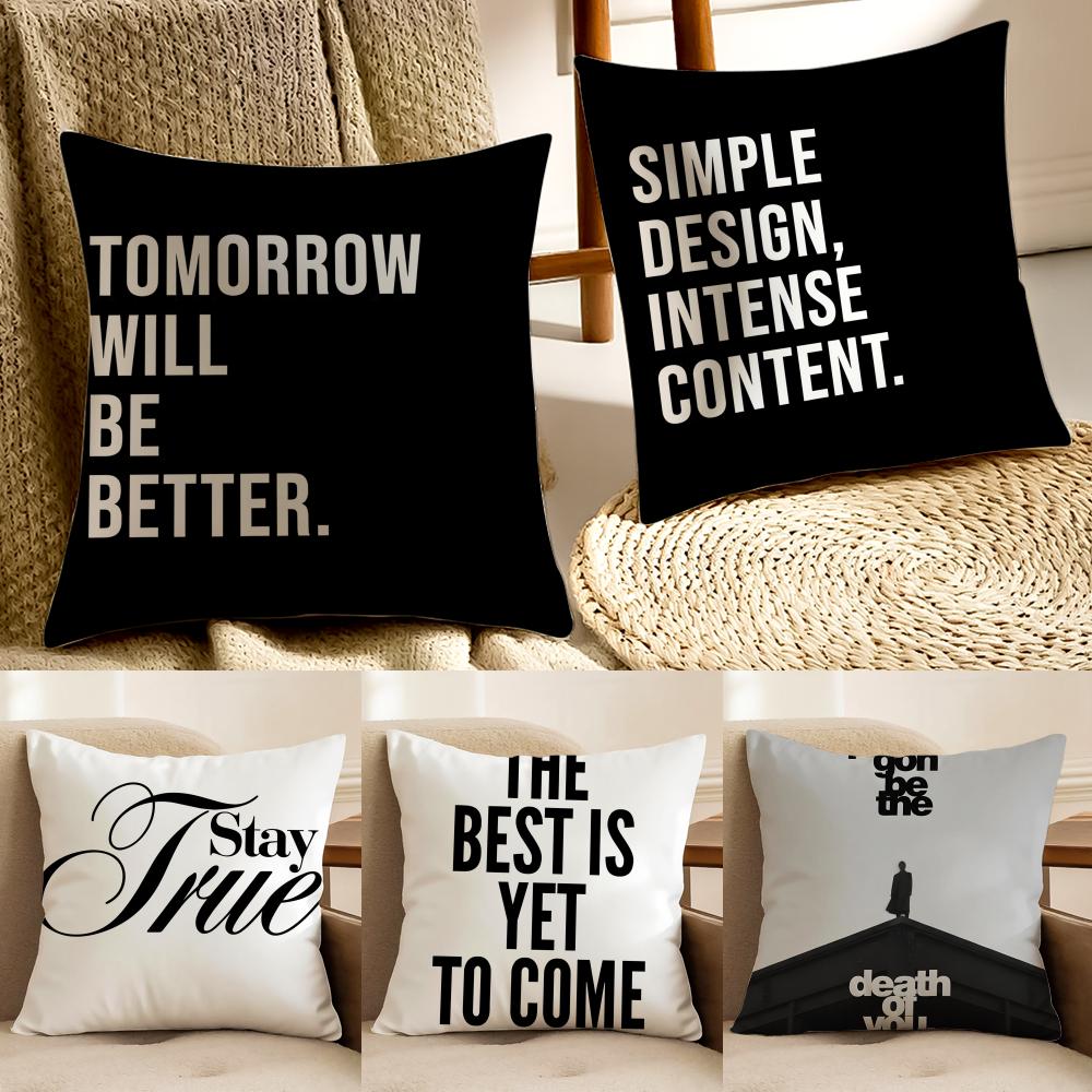 Black White Quote Pillow Modern Decor Cushion Cushion Cover Pillowcase Antidustmite Living Room Sofa Decor Cushion Room
