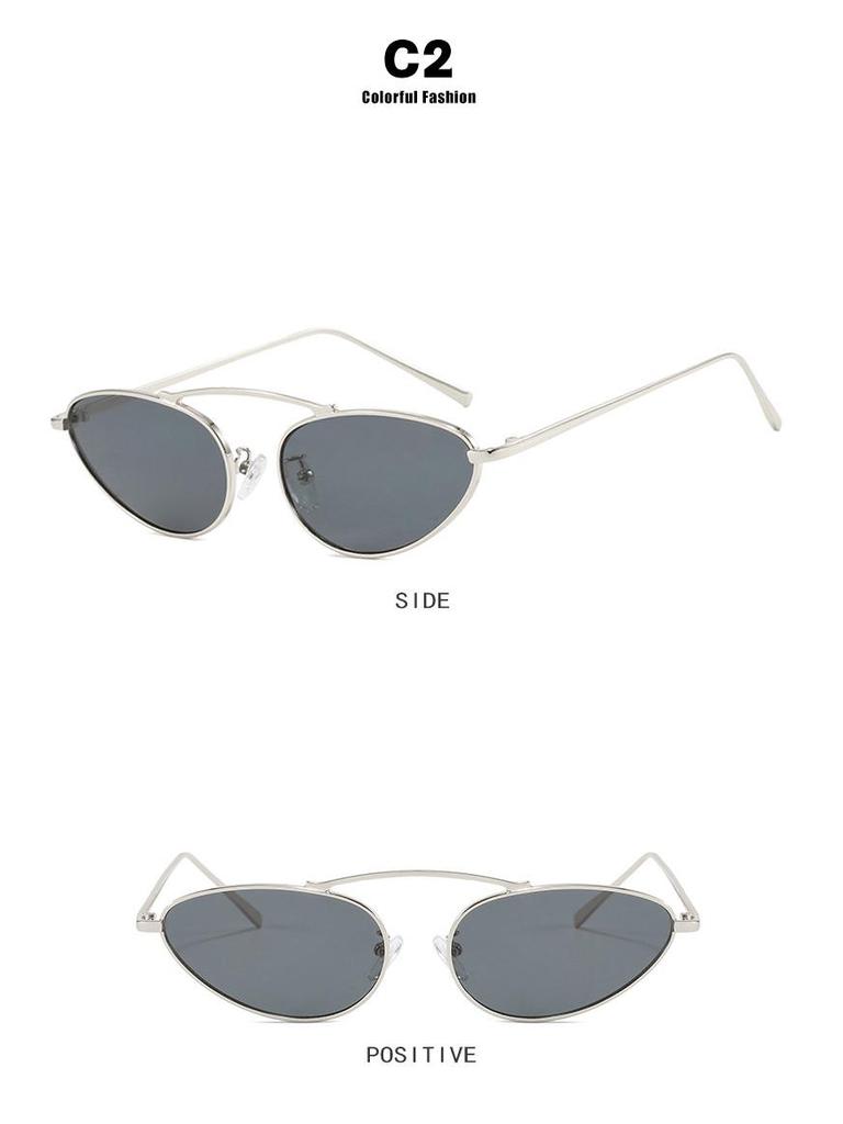 2024 Trendy Metal Cat-Eye Sunglasses for Women - European & American Street Style