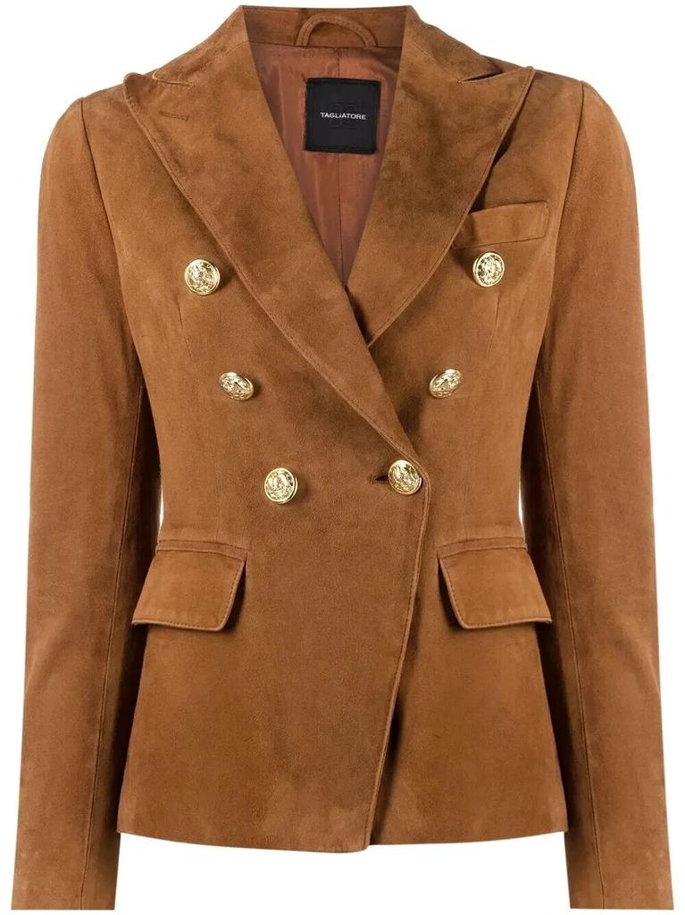 Handmade Stylish Formal Casual Brown Women Real Soft Suede Leather Blazer New