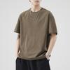 260g Heavy Japanese Loose Ice Silk Embroidered Short-sleeved T-shirt Men's Summer Casual
