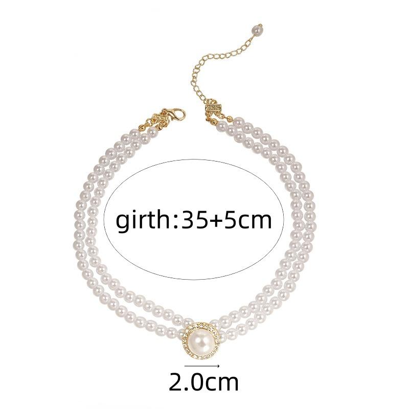 New Double Layers Baroque Round Imitation Pearls Choker Necklace For Women Simple Punk Harajuku Wedding Jewelry