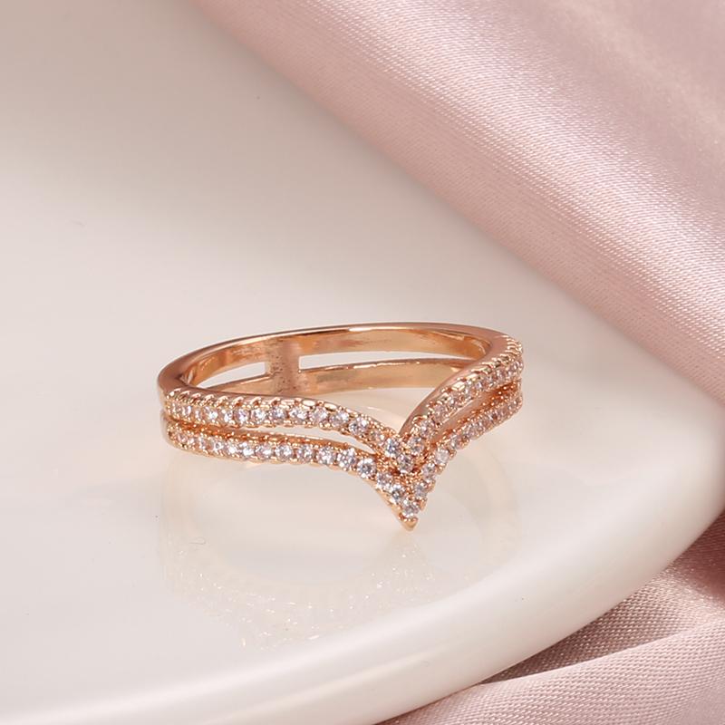 New Arrivals Rose Gold Ring Double Row Micro-Wax Inlay Natural Zircon Hollow Rings Women Wedding Party Fine Jewelry