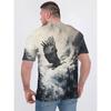 Retro T-Shirt für Herren Adler 3D-Druck Kurzarm T-Shirts Sommer Lässig Schnelltrocknend Locker Übergröße T-Shirt
