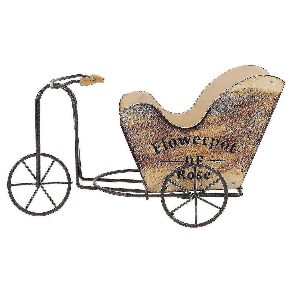 Retrospec Bikes Garden Decor Wooden Flower Pot Nursery Plant Pot Tabletop Decor Bike Planter Bonsai Pot