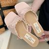 Fashion Elegant Lace Bow Embellished Brand Slippers Women Fashion Sexy Square Toe Open Toe Slide Sandals Sweet Sandalias Mujer De Verano